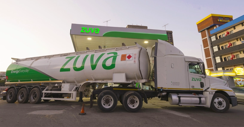 truck in front of petrol station